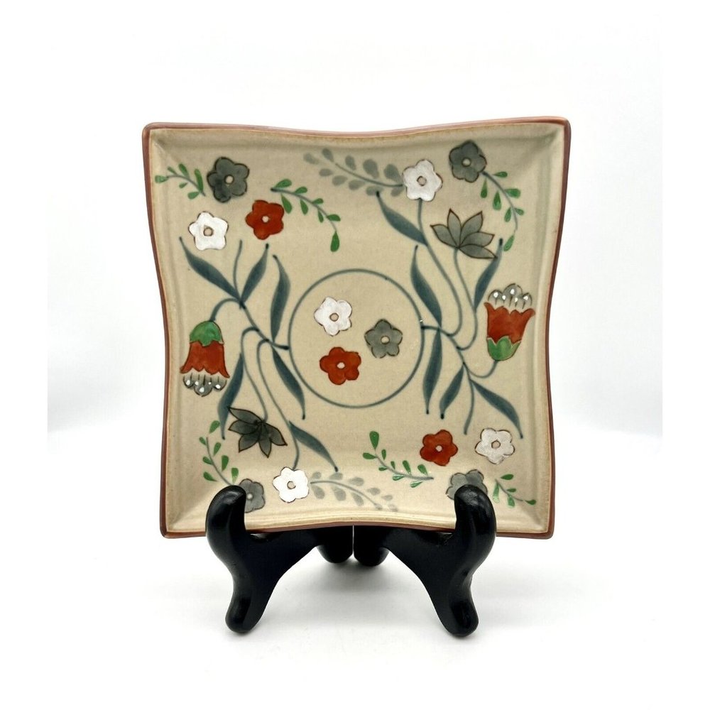 Floral Trinket Jewelry Soap Dish Square Asian Design